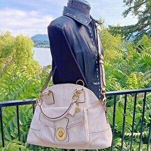 Coach Francine Ivory White Leather Bowling Dome Satchel Shoulder Bag F25148 '13